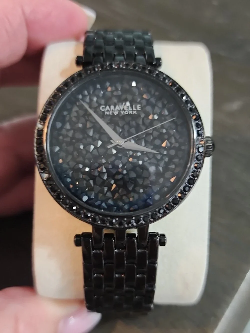 Caravelle New York Women's Black Crystal Dial Bracelet Watch